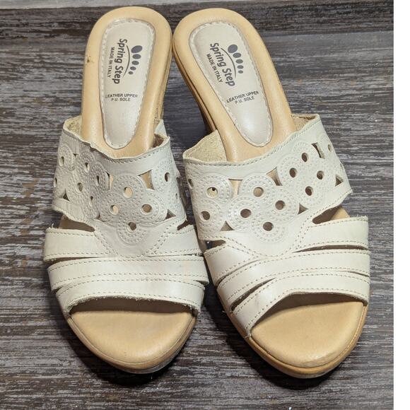 Spring Step Women's Sand Leather Upper Slip On Wedge Comfort Sandal Size 39 - Picture 2 of 6